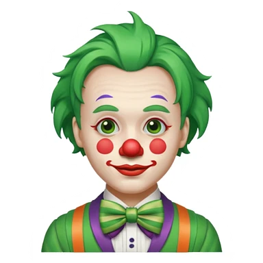 Clown with striped bow tie, green hair sticker