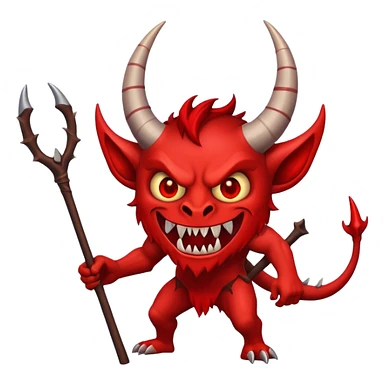 Demon with a stick sticker
