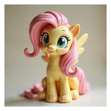 Fluttershy in a realistic style looking curious, no background, transparent sticker