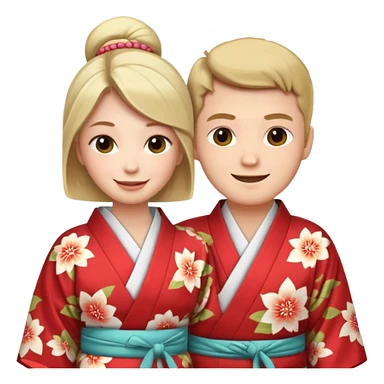 A couple of white people vacationing in Japan, wearing traditional kimonos sticker