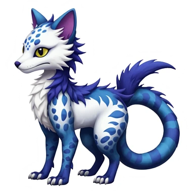 Kawaii dark edgy fantasy feline-vernid-sergal-fursona animal creature with a tufted tail full body with intricate markings  sticker