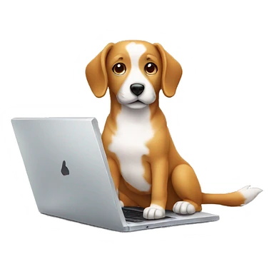 Dog working on laptop sticker