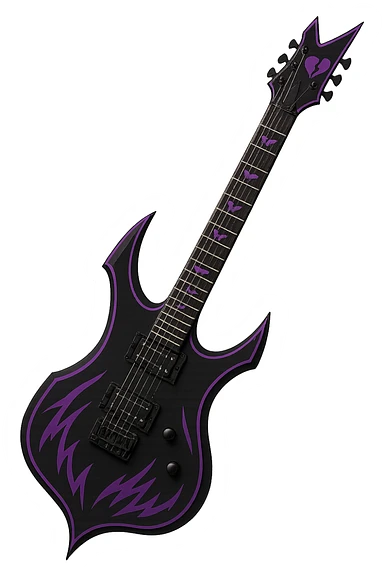 emo style black and purple guitar sticker