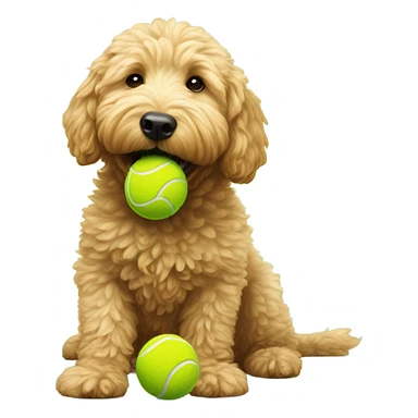 golden doodle eating tennis ball sticker
