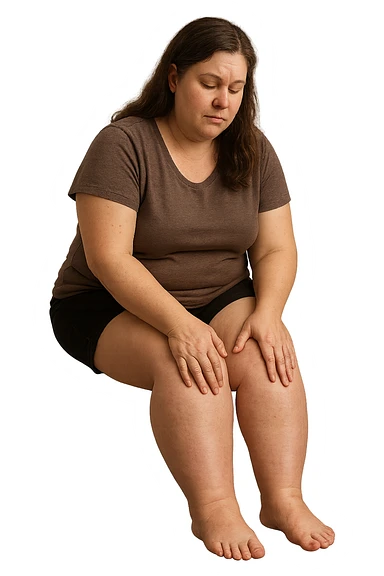 dONNA CON PCOS CHE COMBATTE LE SUE GAMBE GONFIE IMMAGINI REALISTICHE sticker