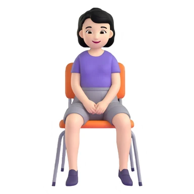 Girl with short black hair smiling sitting on a chair sticker