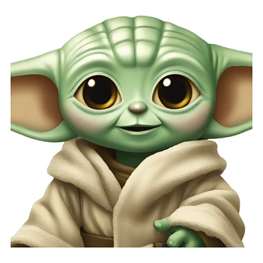 Baby Yoda smiles with giant smile sticker