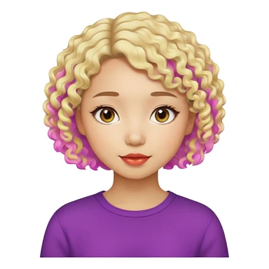 modern Asian girl doing graphic design, short curly light blonde hair, loves colors, creative vibe sticker