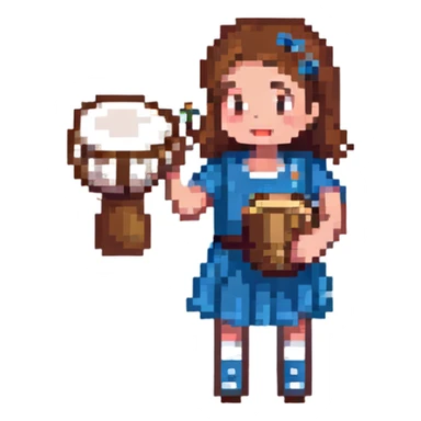 brown-haired girl playing tamburello sport sticker