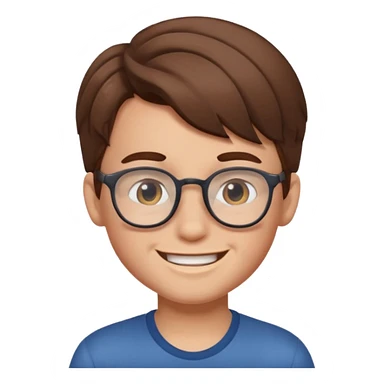 un ragazzo con gli occhiali e capelli in avanti e marroni che fa l'occhiolino ed è felice sticker