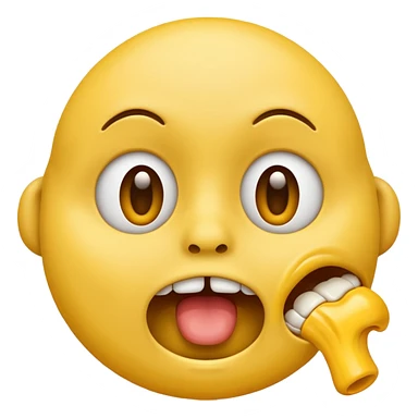 gasping face emoji with yellow bone in its mouth sticker