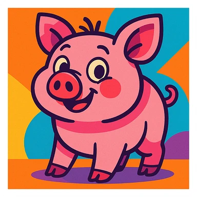 piggy vibrant cartoon style sticker