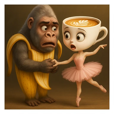 Edit the image to give both characters different surprised expressions, keeping their original style, outfits, and colors exactly as in the reference image. sticker