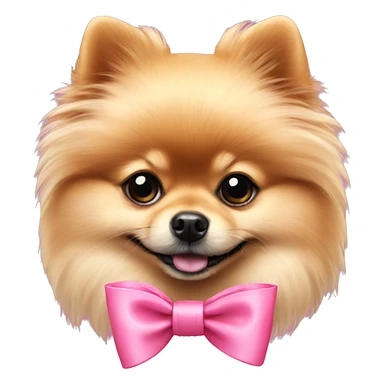 Pomeranian pink bow around neck sticker