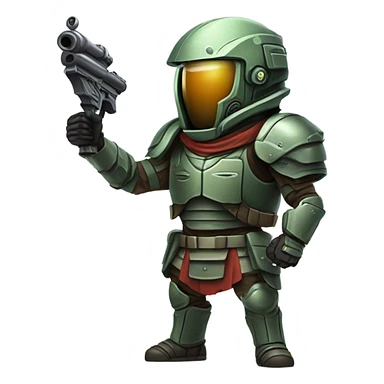 Martian military Overlord with rifle, full body sticker