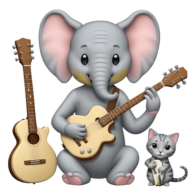 Horton the Elephant drumming plus two Hairless cats on guitar sticker