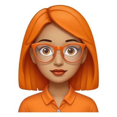 hispanic woman with  orange sectacles and orange blouse  with a collar sticker