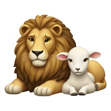 A lion laying next to a lamb sticker