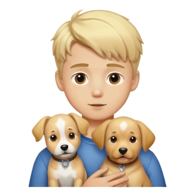 blonde boy with dog portrait sticker