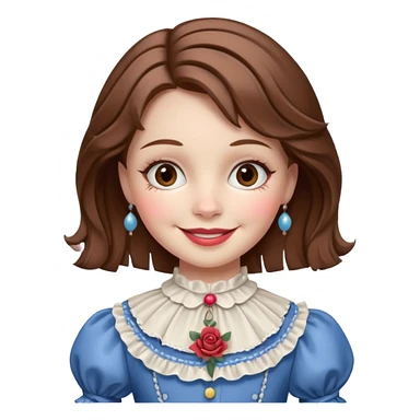 A marionette which is a girl with a brown hair and a beautiful smile sticker