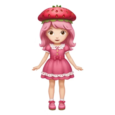 Strawberry shortcake human girl full body and legs with a strawberry hat on her hair without a cake sticker