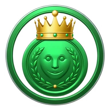 green coin with king emblem inside sticker