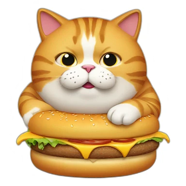 fat cat eating burger sticker