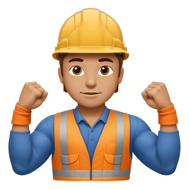 construction worker flexing his muscles sticker