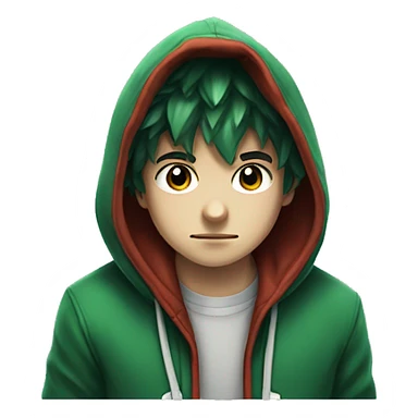 a boy wearing hoodie look like deku who is a gamer has gg written over his h sticker