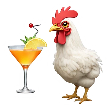 Chicken drinking a cocktail sticker