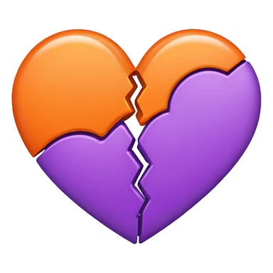 Heart with one side purple and one side orange sticker