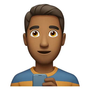 brown man looking at phone surprided sticker