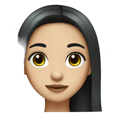 Girl with black hair green eyes and a mole by her nose sticker