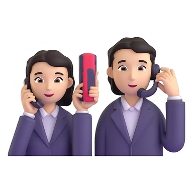 Two people communicating by phone as message not as phone call sticker