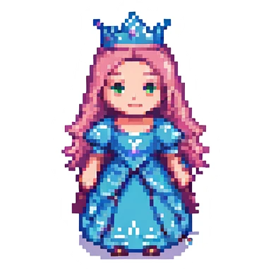 princess character, pixel art style sticker