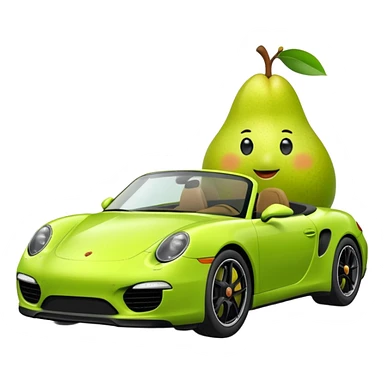 plain pear in a porshce withe black rims sticker