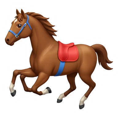 horse running, isometric view, emoji style sticker