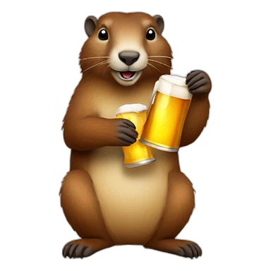 a marmot holding a beer sticker