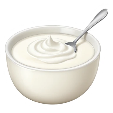 A bowl of yoghurt with a spoon in it  sticker