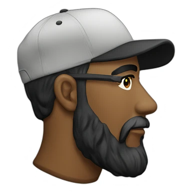 white man with backwards snapback cap side on dark beard sticker
