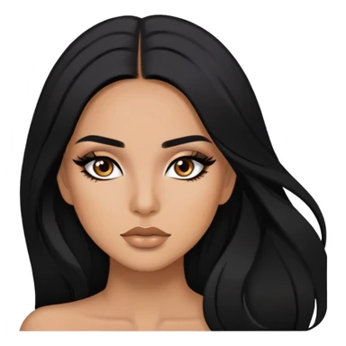 latina, baddie,pretty, brown eyes, makeup, black eyeliner, long hair sticker