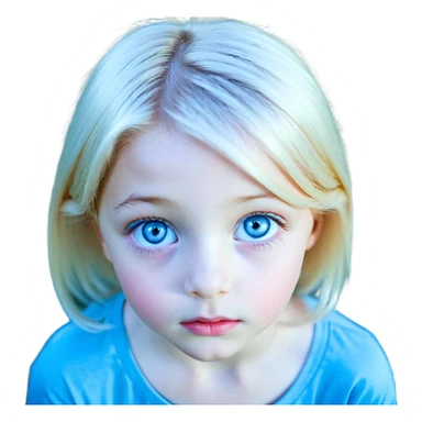 Bonnie Blue Porträt einer jungen Frau mit ovalem Gesicht, großen hellblauen Augen, langen Wimpern und geschwungenen Augenbrauen. Gerade, feine Nase und volle Lippen mit sichtbarem Lächeln. Glatte, leicht gebräunte Haut mit natürlichem Glow. Schulterlanges, blondes Haar mit Locken und Mittelscheitel sticker