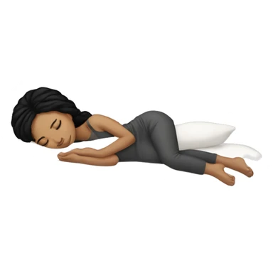 White girl black hair sleeping with kitty sticker