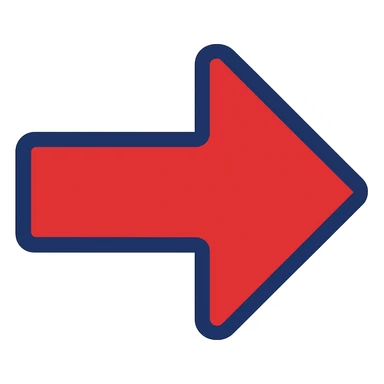 Change the arrow color to red, keep the modern flat blue style, with no background. sticker