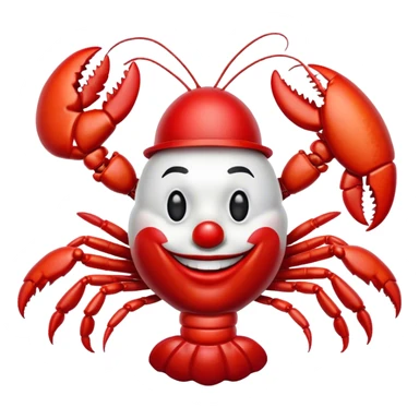 Lobster head with clown makeup sticker