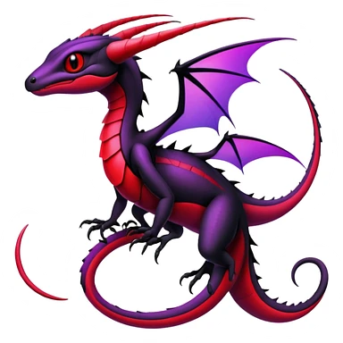 Colorful Neon Black and red and purple Gothic Edgy Tropical Flygon-Aurorus-Salandit-Amaura-Hybrid-Creature sticker