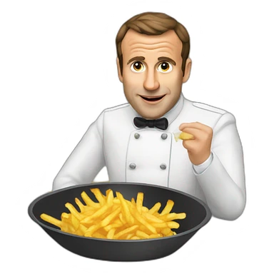 Macron qui mange des frites sticker