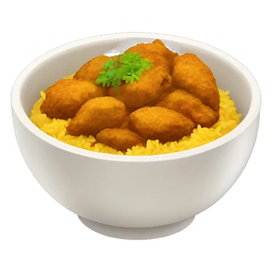 bowl of rice and curry chicken sticker