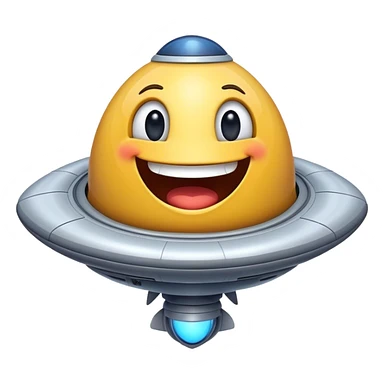 spaceship with funny face and smile big sticker