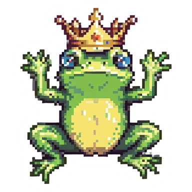 crowned frog jumping sticker